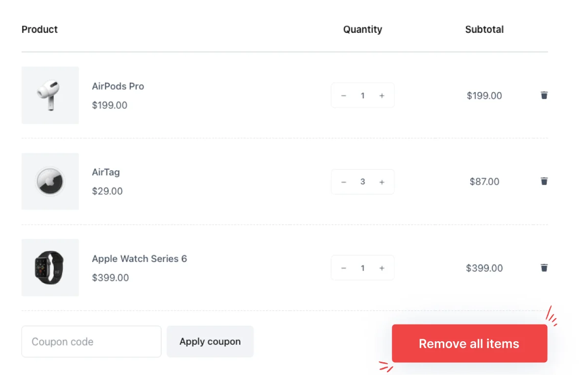 Simple Empty Cart 8 Remove all items from cart UXHeart min - UX❤️